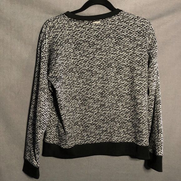 michael kors womens sweater small s black white printed crew neck mk spots s13 - Picture 6 of 13